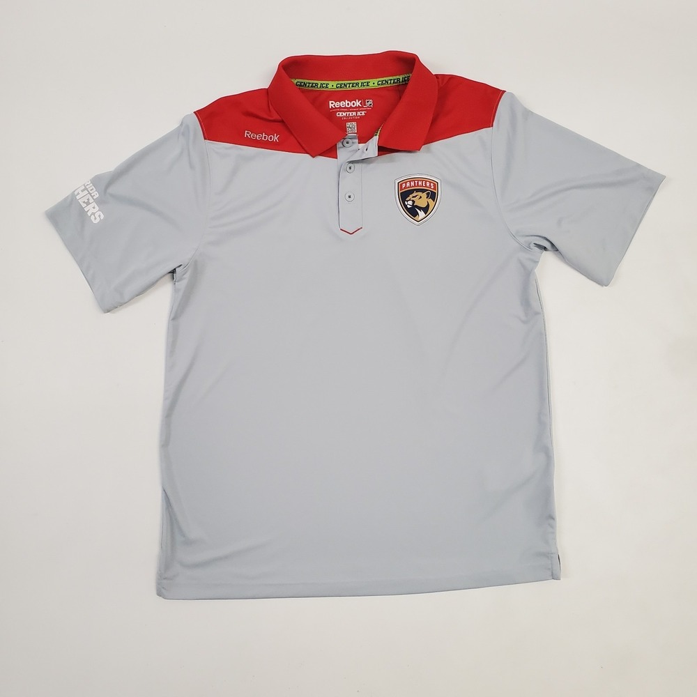 NHL Reebook Florida Panthers Hockey Adults Men Short Sleeve Polo Tshirt size M